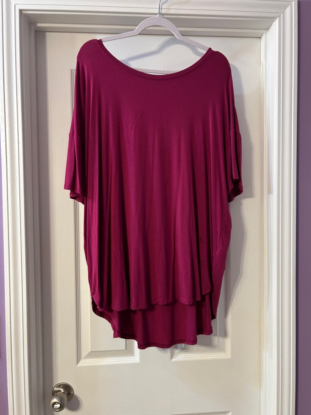 Time and Tru Draped Tunic Top in Berry Plum